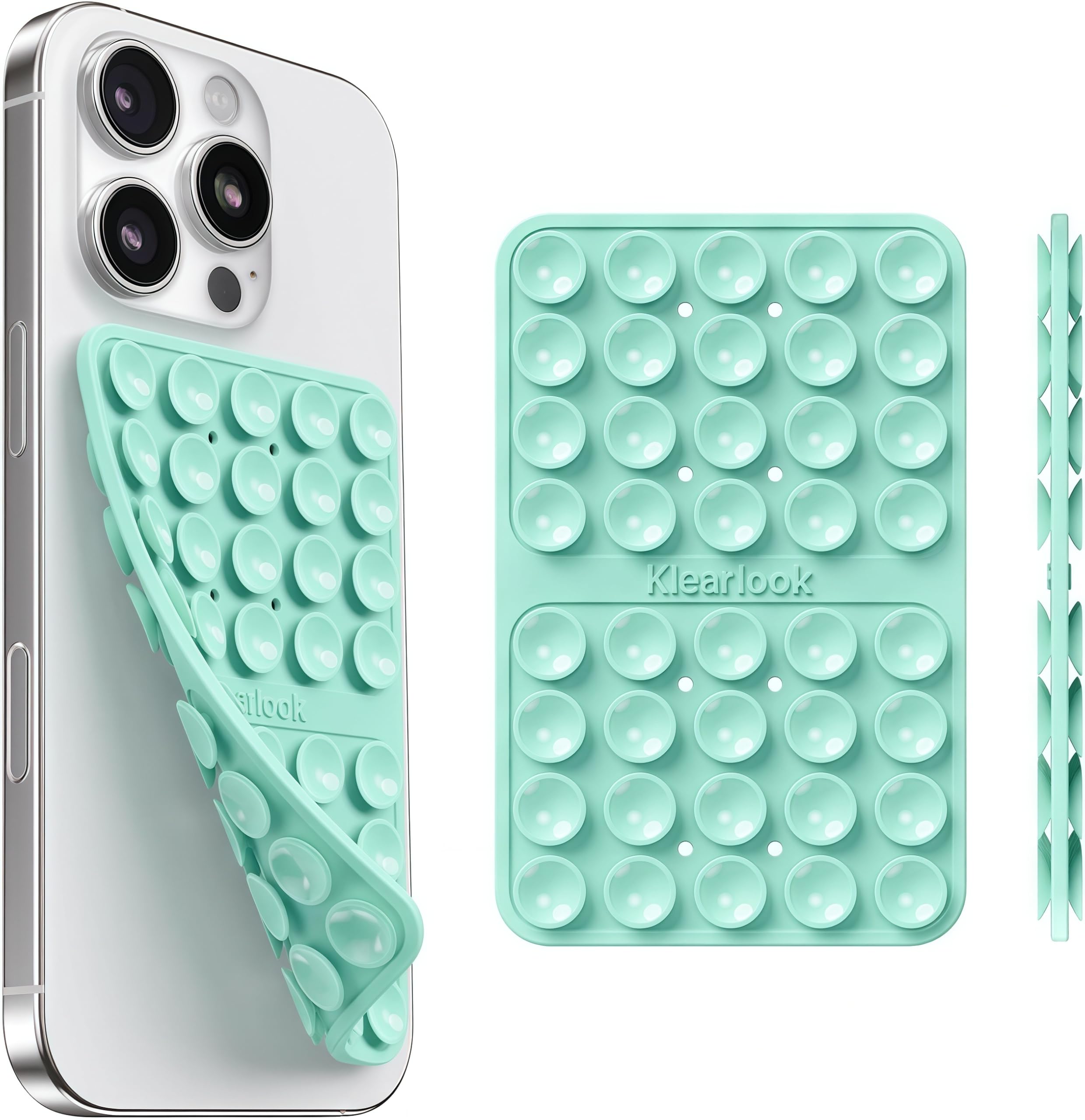 Klearlook Silicone Suction Cup Phone Case Mount Double Sided, Sticky Phone Grip with Higher Suction Power for Cell Phone, Hands-Free Phone Accessories Holder for Selfies and Videos, Transparent